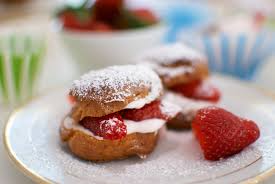 Profiteroles con Fresa, Profiteroles y Fresa, Profiteroles de Fresa